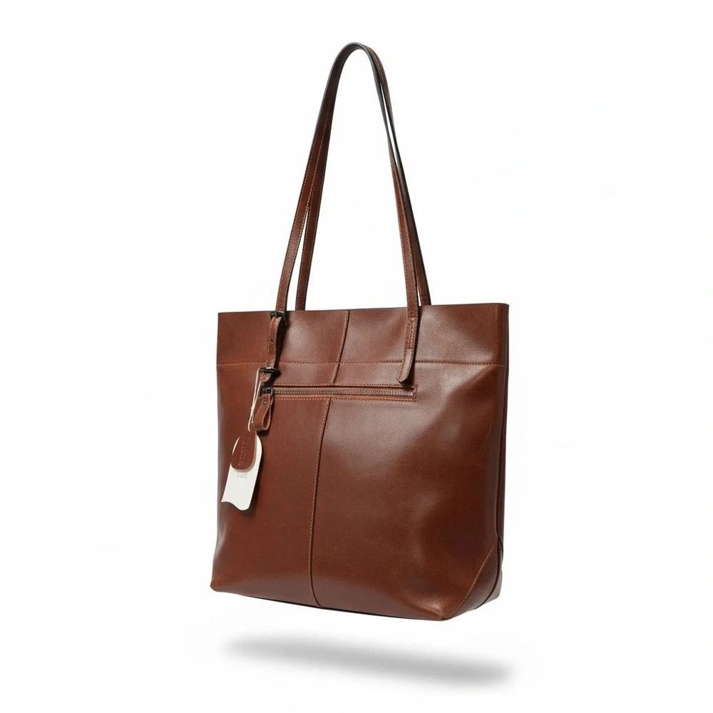 Genuine Leather Tote Bag in Brown - Women’s Everyday Shoulder Bag
